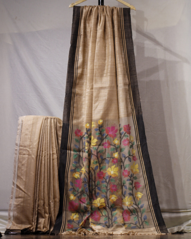 Handwoven Matka & Muslin Silk Saree – Silk Mark Certified