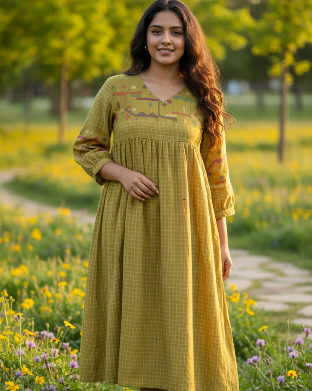 Handwoven Jamdani Cotton Dress