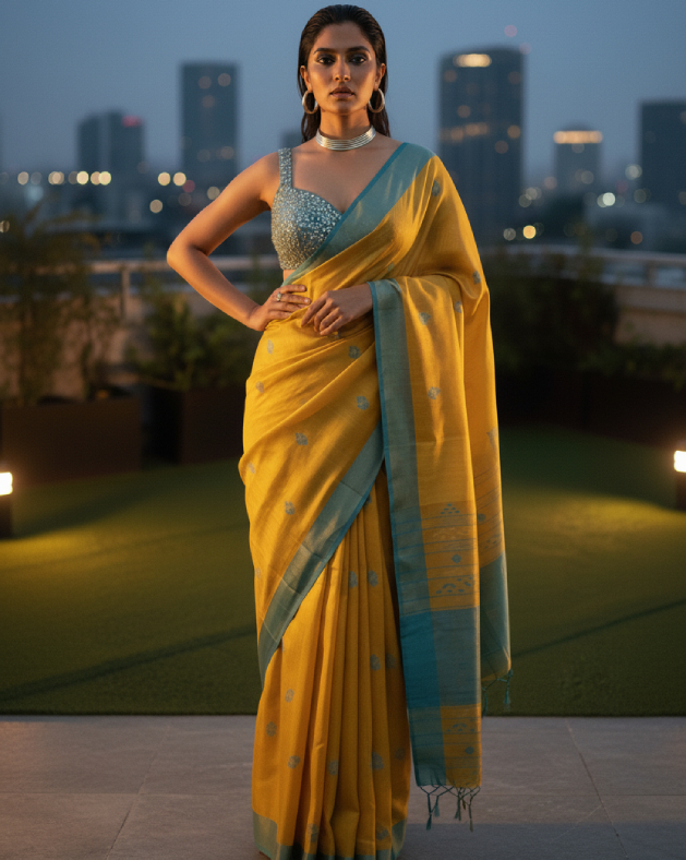 Handwoven Matka Silk Saree – Silk Mark Certified