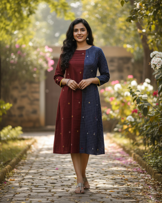 Handwoven Jamdani Cotton Dress