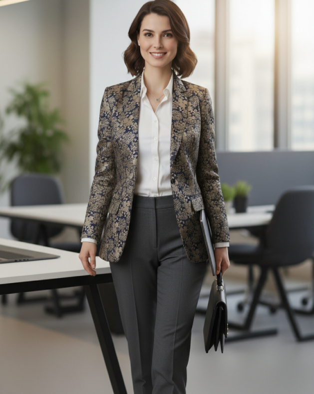 Premium Banarasi Brocade Blazer – Dark Purple & Gold