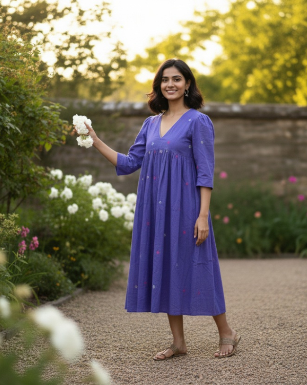 Three-Piece Unstitched Jamdani Dress – Cotton Jamdani Fabric