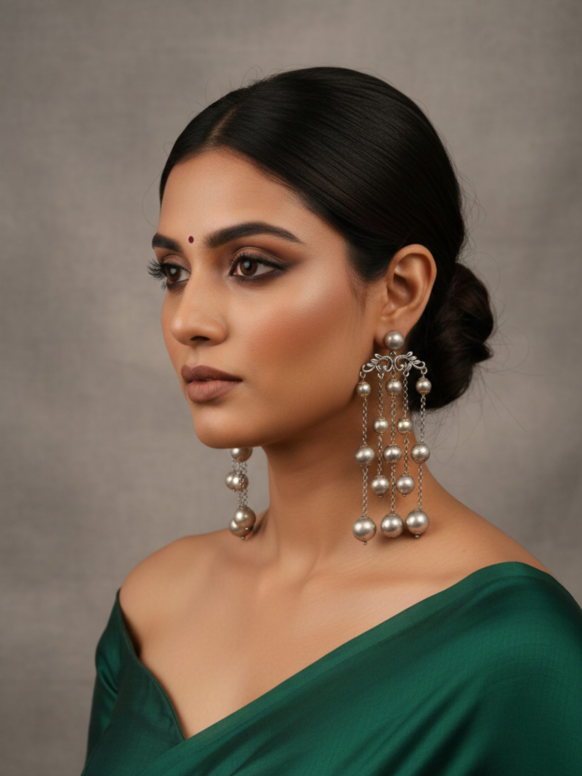 Stunning silver-toned dangler earrings