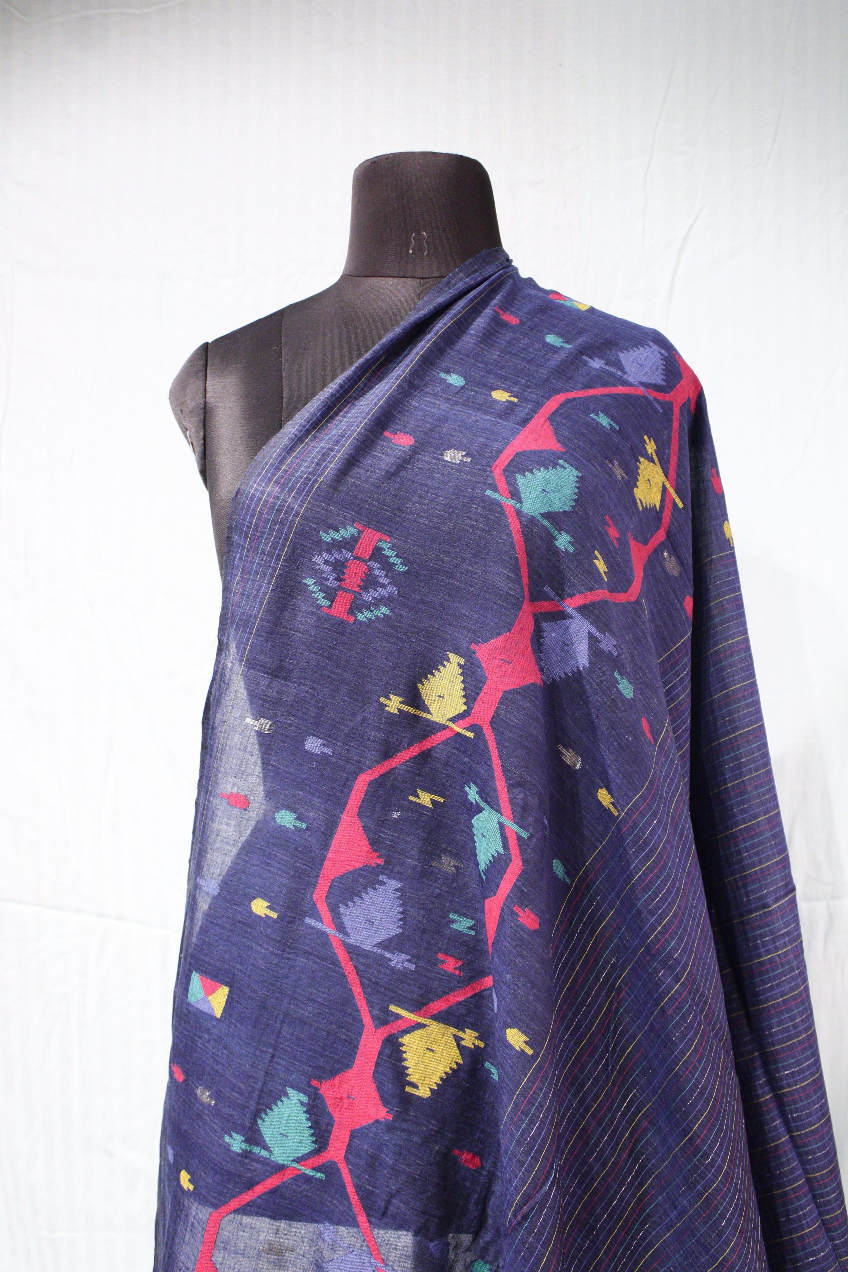 Handwoven Jamdani Fabric – Contemporary Geometric Motifs